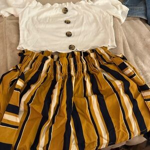 SHEIN Yellow and Black A-Line Midi Skirt Set